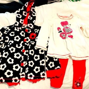 Hot pink and black poodle fleece 3 piece outfit!